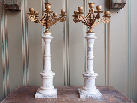 Charles X Style Marble Candelabra Set