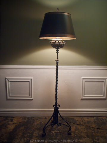 Antique Wrought Iron Adjustable Piano Lamp