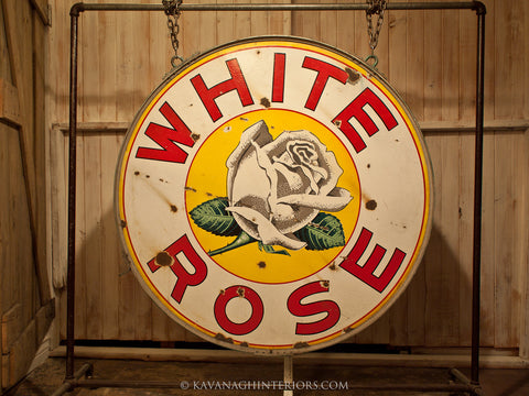 Double Sided Porcelain White Rose Sign