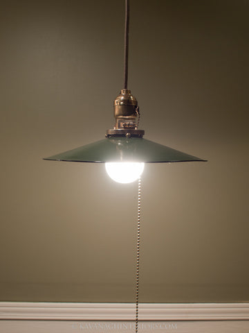 1950's Industrial Industrial Pull Chain Hanging Light