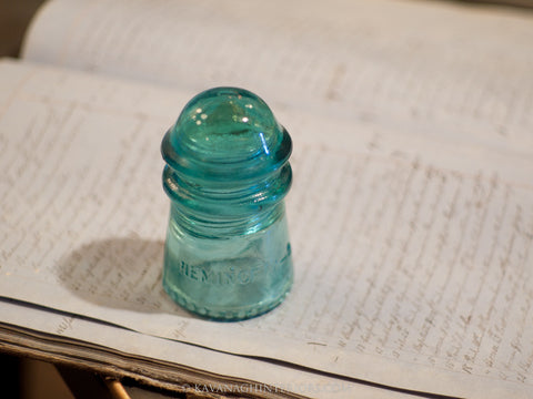 Vintage Blue Glass Insulator Paperweight 2