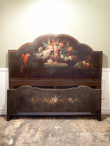 1920's Hand Painted Leather Bed