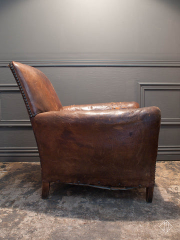 English Single Leather Club Chair