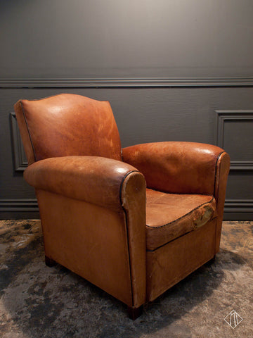 Pair Of 1930's French Leather Club Chairs