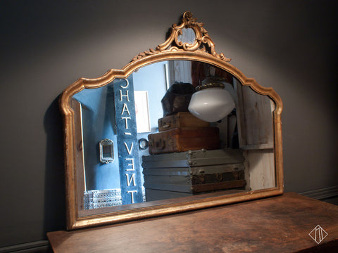 French Louis XV Style Gilt Overmantle Mirror